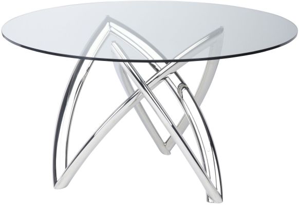 Martina Dining Table (Large - Silver with Glass Top)