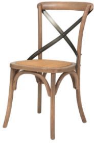 Cross Back Chair (Set of 2 - Driftwood with Rattan Seat )