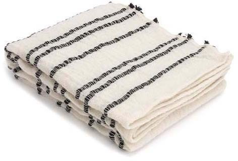 Stripe Wool Throw (White & Black)