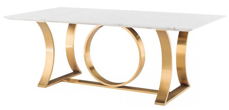 Orielle Dining Table (White with Gold Base)