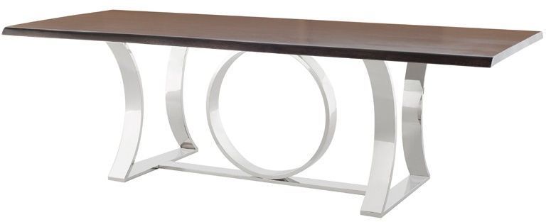 Orielle Dining Table (Medium - Seared Oak with Silver Base)