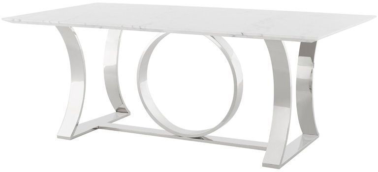 Orielle Dining Table (White with Silver Base)