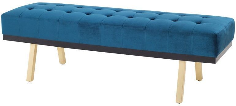 Rikard Occasional Bench (Midnight Blue with Brass Legs)