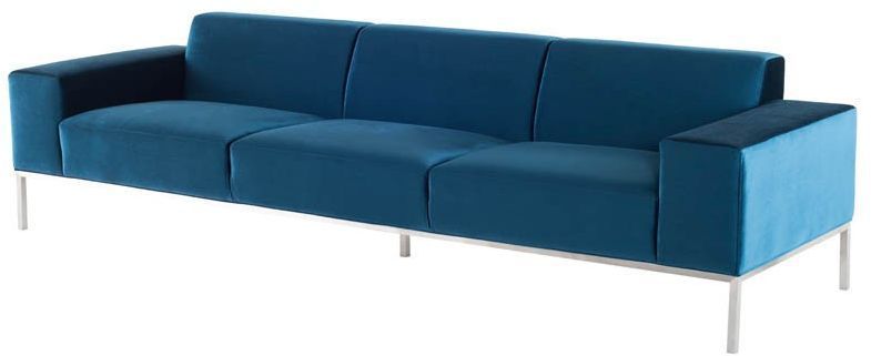 Bryce Triple Seat Sofa (Midnight Blue with Silver Legs)
