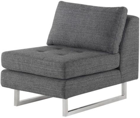 Janis Seat Armless Sofa (Narrow - Dark Grey Tweed with Silver Legs)