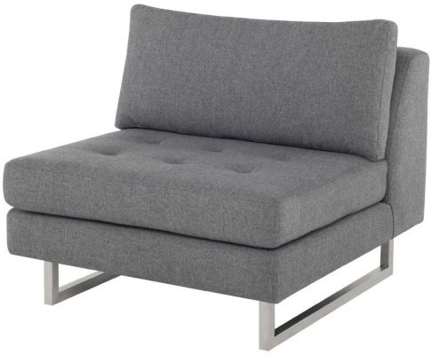 Janis Seat Armless Sofa (Wide - Shale Grey with Silver Legs)