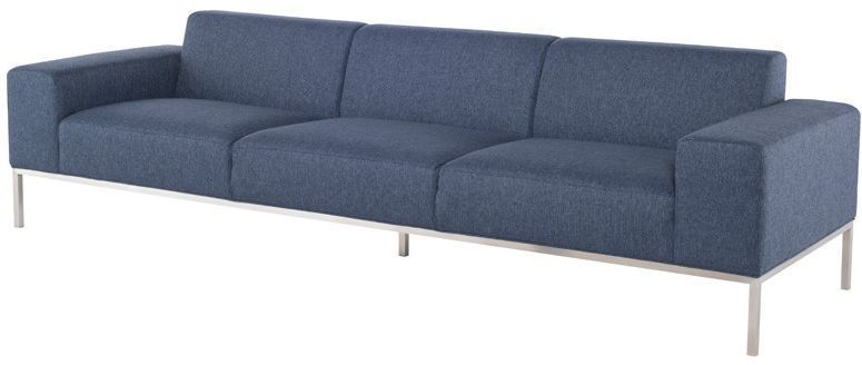 Bryce Triple Seat Sofa (Denim Tweed with Silver Legs)