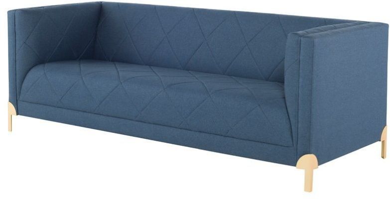 Isaak Triple Seat Sofa (Lagoon Blue with Brass Legs)