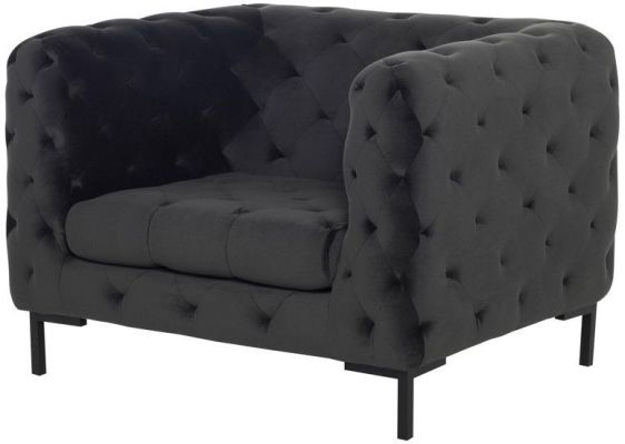 Tufty Single Seat Sofa (Shadow Grey with Black Legs)