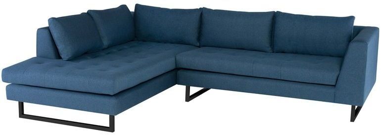 Janis Sectional Sofa (Left - Lagoon Blue with Black Legs)