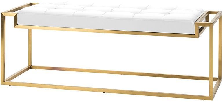 Step Occasional Bench (Short - White with Gold Base)