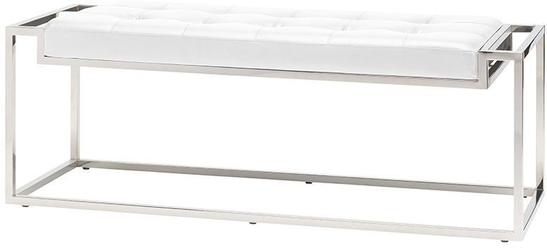 Step Occasional Bench (Long - White with Silver Base)