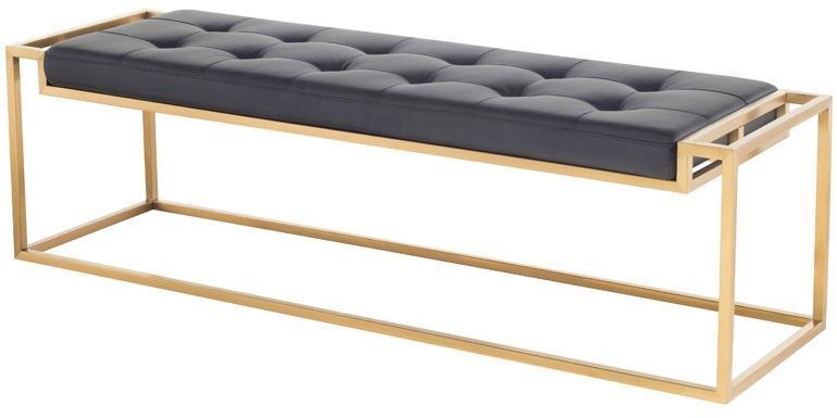 Step Occasional Bench (Long - Black with Gold Base)