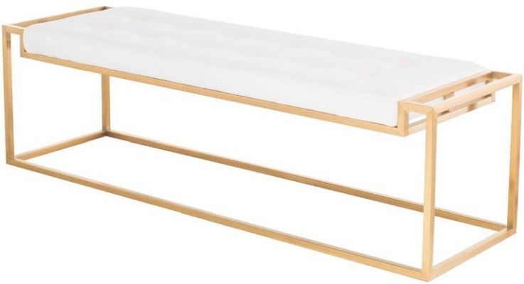Step Occasional Bench (Long - White with Gold Base)