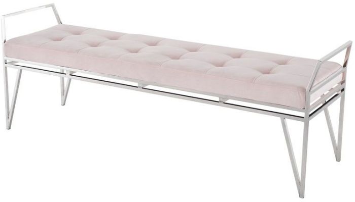Solange Occasional Bench (Long - Powder Pink with Silver Base)