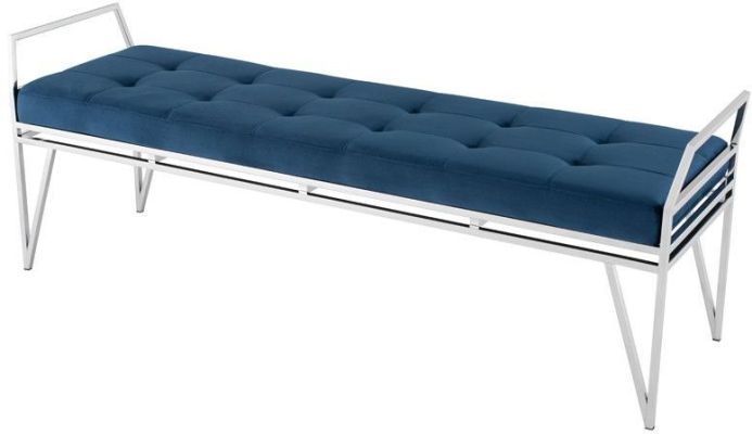 Solange Occasional Bench (Long - Peacock with Silver Base)