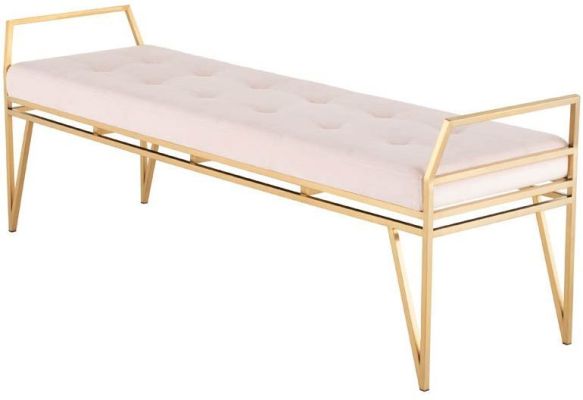 Solange Occasional Bench (Long - Powder Pink with Gold Base)