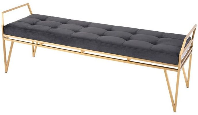 Solange Occasional Bench (Long - Tarnished Silver with Gold Base)
