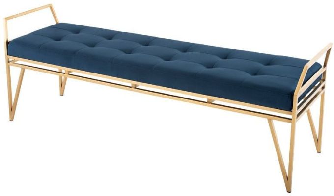 Solange Occasional Bench (Long - Peacock with Gold Base)