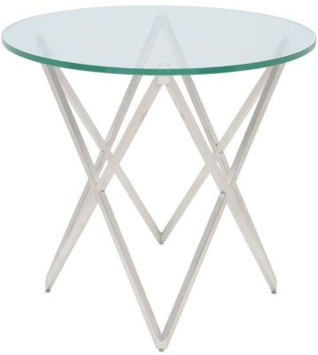 Lattice Side Table (Glass with Silver Base)