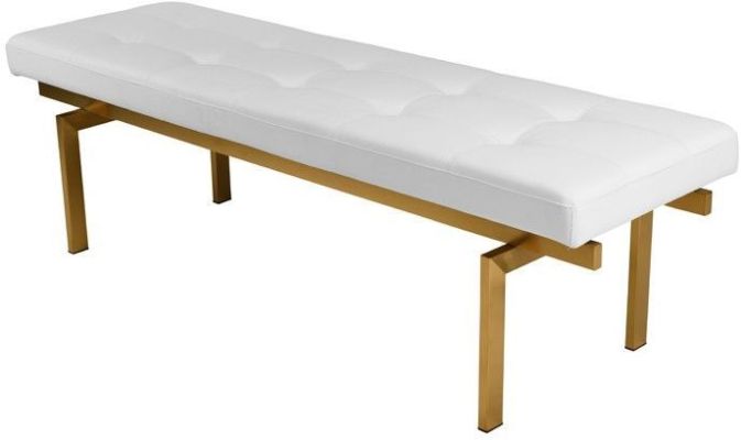 Louve Occasional Bench (White with Gold Base)