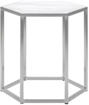Hexion Side Table (White with Silver Base)