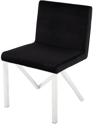 Talbot Dining Chair (Velour - Black with Silver Frame)