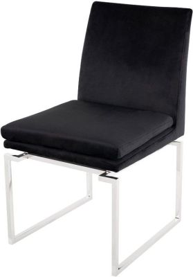 Savine Dining Chair (Velour - Black with Silver Frame)
