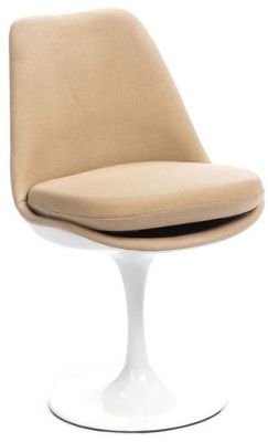 Scoop Chair (White & Tan upholstered)
