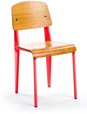 Study Dining Chair (Red & Natural)