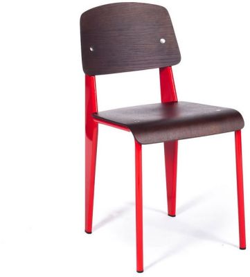 Study Dining Chair (Red & Walnut)