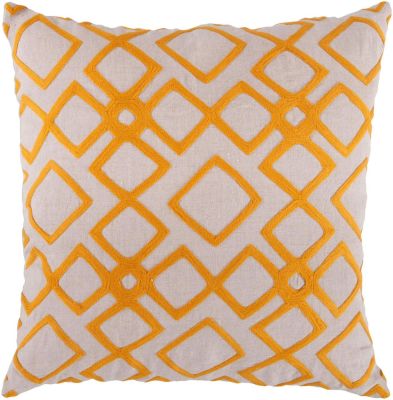 Geo Diamond Pillow with Down Fill (Ivory, Tangerine)