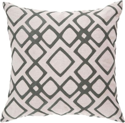 Geo Diamond Pillow with Down Fill (Ivory, Charcoal)