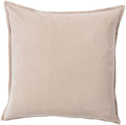 Cotton Velvet Pillow with Down Fill (Beige)