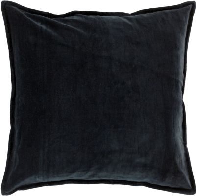 Cotton Velvet Pillow with Down Fill (Dark Charcoal)