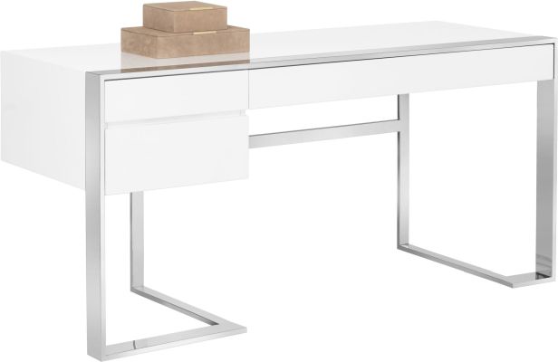 Dalton Desk (Stainless Steel & White)