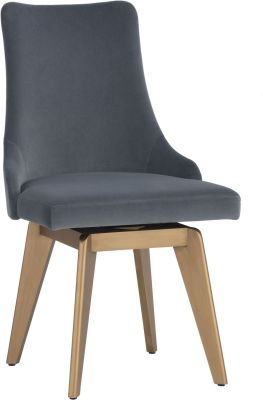 Meyer Swivel Dining Chair (Velvet Slate)