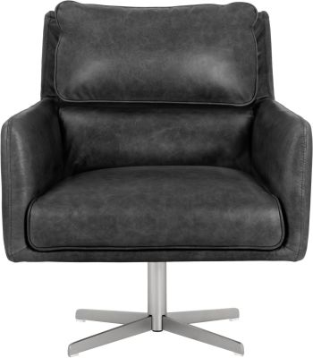 Easton Swivel Lounge Chair (Marseille Black Leather)
