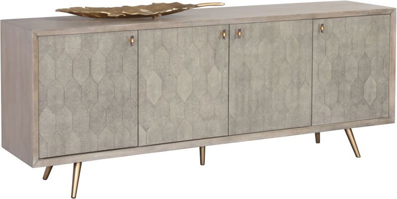 Aniston Sideboard (Large - Leather & Wood with Antique Brass Base)
