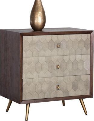 Aniston Chest (Brown Leather & Wood with Antique Brass Base)