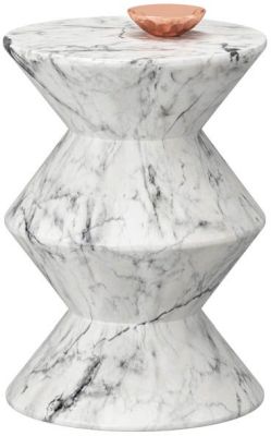 Union End Table (Marble Look & White)