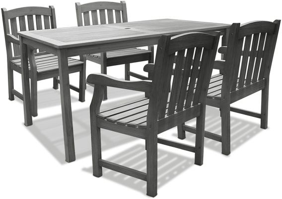 Laurentian 5 Piece Dining Set (Thick Slat Back & Curved Leg Table)