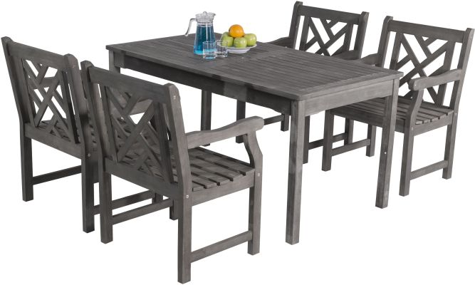 Laurentian 5 Piece Dining Set (Slotted Back & Straight Leg Table)