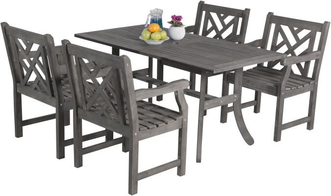 Laurentian 5 Piece Dining Set (Slotted Back & Curved Leg Table)
