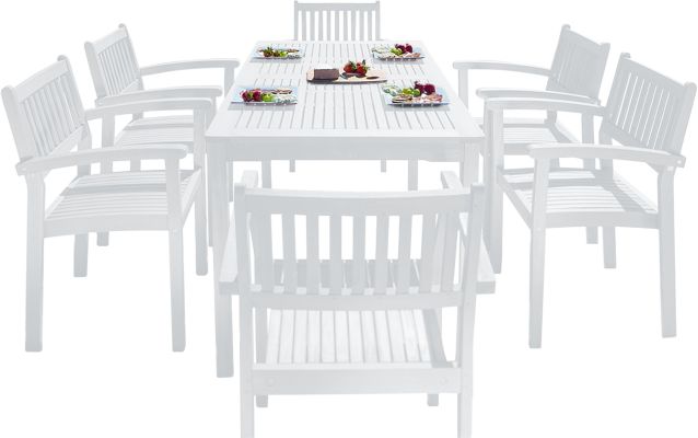 Abrams 7 Piece Dining Set (Stacking Chairs)