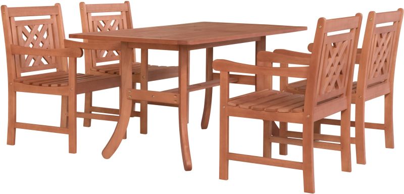 York 5 Piece Dining Set (Square Back & Curved Leg Table)