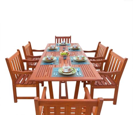 York 7 Piece Dining Set (Thick Slat Back & Extendable Table)