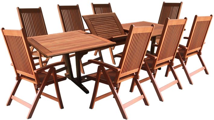 York 9 Piece Dining Set (Reclining Chairs & Extendable Table)