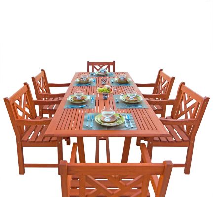 York 7 Piece Dining Set (Slotted Back & Extendable Table)