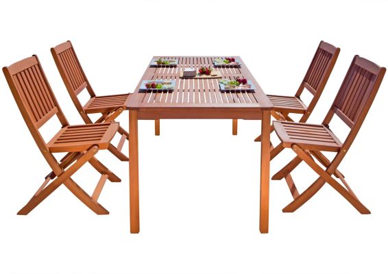 York 5 Piece Dining Set (Folding Chairs & Straight Leg Table)